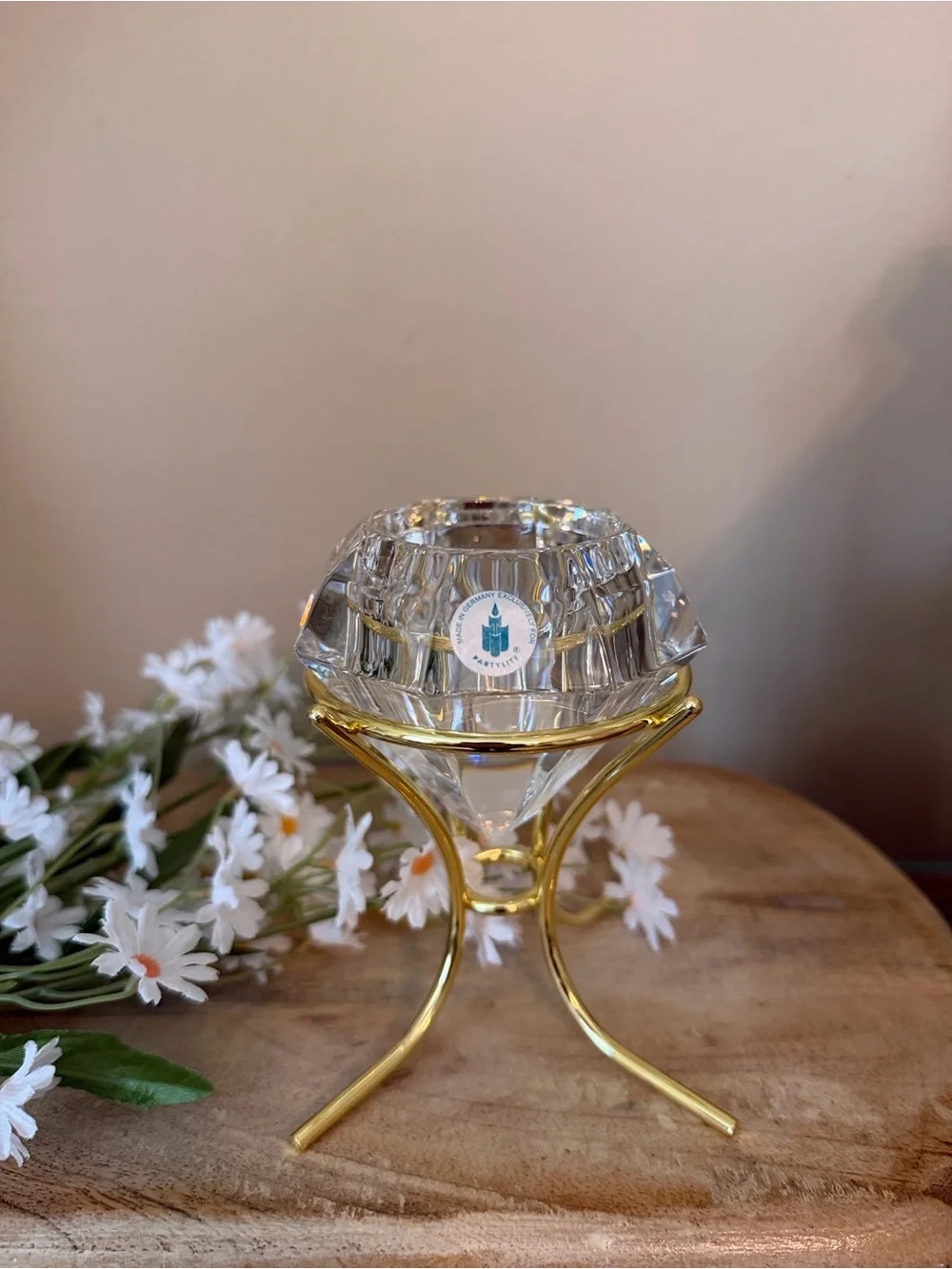 PARTYLITE Crystal VOTIVE Holder On Gold Stand - NWT!